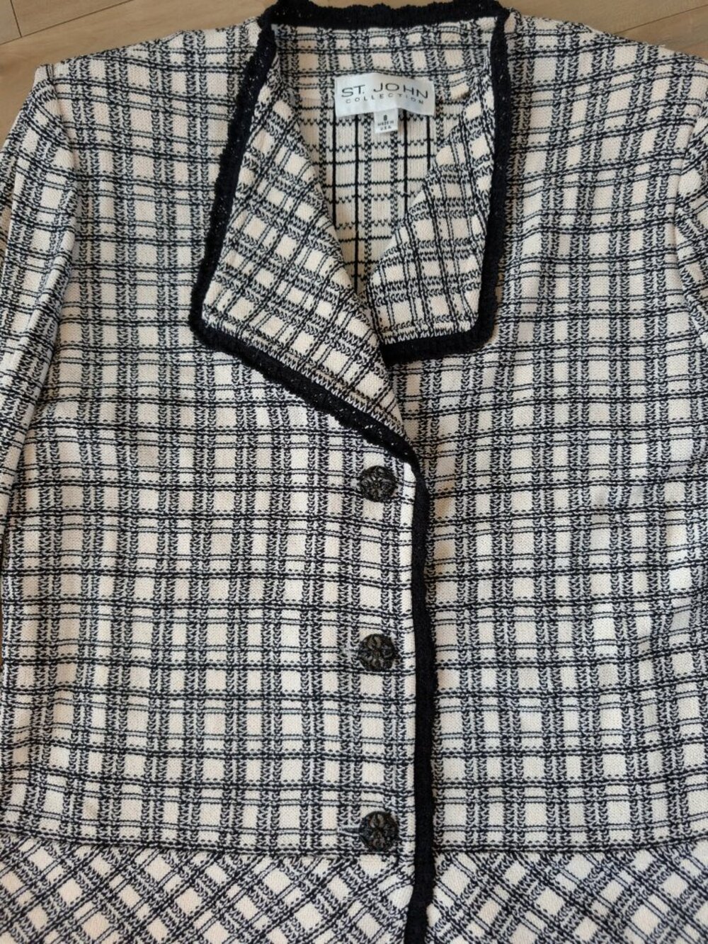 Vintage St. John Collection Plaid Knit Blazer Jacket Size 8 Made USA - Picture 5 of 13